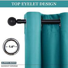 2 件遮光窗帘 - 室内窗帘布带索环顶部，隔热/隔音，适用于卧室、客厅、户外门口房间装饰家居装饰 - 水鴨藍 - 查看 4