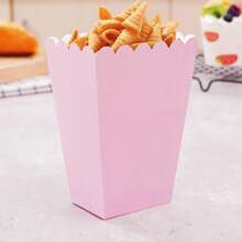 10pcs Solid Color Pink Food Box, Gift Wrapping Supplies, Birthday Babe Shower Wedding Party Room Table Decoration Family Movie Night French Fries Box, Popcorn Cups, Popcorn Buckets Treat Boxes Containers Macaroni Packaging Box