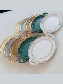 1pc Mini Jewelry Tray, Oval Vintage Decorative Tray, Jewelry Display Tray, Vintage Court Style Jewelry Storage Tray, Vintage Aristocratic Style Ornament Storage Tray, Perfect For Photography Accessories, Still Life Photography, Decorative Storage, Photo Background. Suitable For Bedroom, Living Room, Bathroom. Women's Storage, Suitable For Women's Back To School Gift.