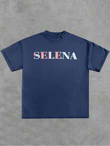 100% Cotton Graphic T-Shirt Tribute Selena Fashion And Casual Tops - Blue - View 2