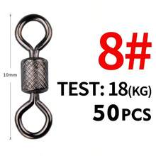 Kait Pancing Putar Bantalan Bola 50 PCS/Lot dengan Cincin Jepit Padat Kait Putar Bergulir untuk Aksesoris Pancing Ikan Mas - Hitam - View 8
