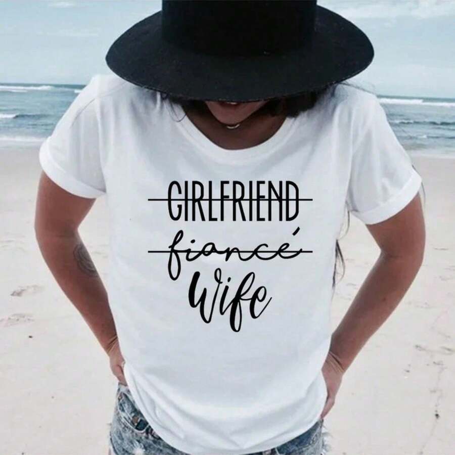 Girlfriend Fiance Wife T-Shirt Future Mrs Tumblr  Engaget Gift Fiance Shirt Bachelorette Party Tops  Casual SExperience Unmatched Comfort And Durability With Our 220G Heavyweight 100% Cotton T-Shirt. Designed For Those Who Value Quality And Substance, This Tee Offers A Structured Fit, Soft Feel, And Long-Lasting Wear. Perfect For Casual Style, Layering, Or Everyday Essentials, It's Breathable Yet Sturdy-Your New Favorite Go-To Shirt. - White - View 1