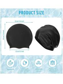 Mũ bơi silicon cỡ lớn dành cho tóc dài, mũ bơi chống thấm nước unisex phù hợp với tóc giả, tóc tết, kiểu tóc Afro, tóc nối - Mũ bơi cho tóc dài, vật dụng cần thiết khi đi biển, phụ kiện đi biển, phao bơi. - Nhiều màu - Xem 7