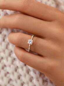 1 Stück eleganter S925 Sterling Silber-Ring mit Kubikzirkonia, Hochzeitsschmuck für Frauen, feiner Schmuck