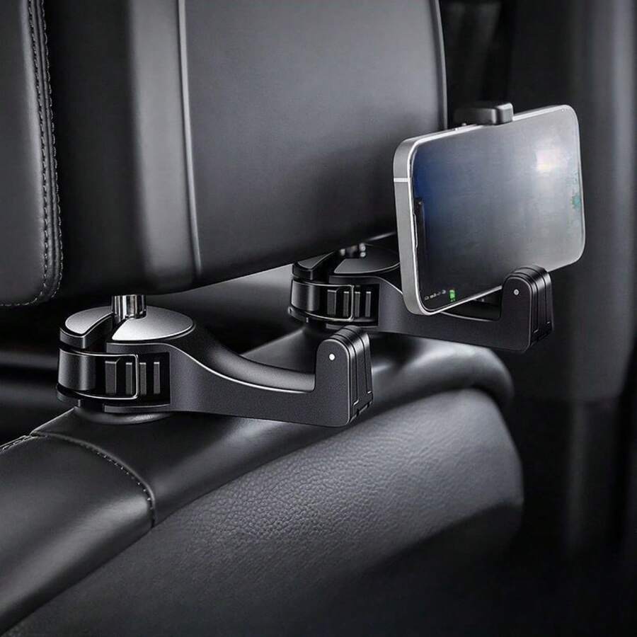 1/2pcsUpgraded 2 Pieces Car Headrest Invisible Hook 2-In-1 Car Seat Hook With Phone Holder For Hands-Free Accessory Organization, Versatile Space Saver For Wallets, Backpacks, Toys, Bottles, And Drink Caddies, Travel Essential, Lightweight Durable Finish, Universal Fit For Most Cars, Convenient Mounting, Keeps Essentials Neatly Accessible During Commutes And Road Trips - Multicolor - View 1