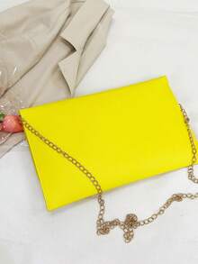 时尚小号设计师信封包，复古风格女士钱包，今年流行 - 黃色 - 查看 9