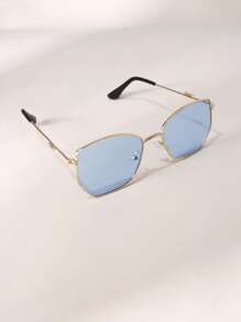 1 Pair Kids Metal Frame Square Fashion Glasses For Boys And Girls, Fashion Outdoor Sun Protection Photography Glasses