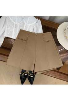 Liuhan Modas Shorts Women Tailoring Casual Versatile Front Pocket Zipper With Buttons Zipper - Coklat - View 2