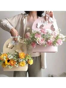 1PC Flower Box Pvc Cake Box Hand Flower Card Bouquet Packaging Box Flower Shop Packaging Bag Gift Box - Gift Box - View 7