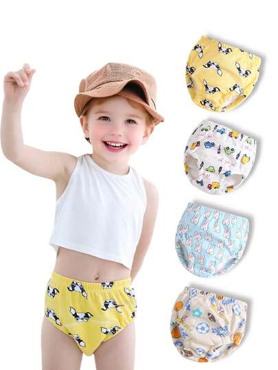 4pcs Potty Training Pants For Boys Girls, Washable Potty Training Pants Learning Designs Training Underwear Pants