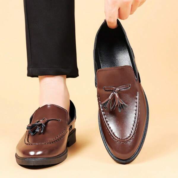 (Recommend Ordering One Size Smaller) New Men's Business Formal Shoes, Simple Black Work Shoes, Slip-On Loafers, Soft Leather, Soft Sole, Comfortable, Casual, Leather Shoes, Soft Sole, Comfortable, Breathable, Non-Slip, Suitable For Parties, Graduations, Weddings, Driving, Walking, Versatile Men's Shoes