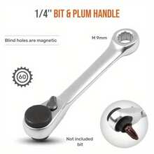 迷你三合一 1/4 英寸棘轮扳手，带双头快速释放套筒棘轮扳手、螺丝刀和六角扭矩扳手套装