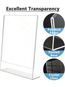 Sign Holder 8.5x11 Inches, Acrylic Sign Holder Slant Back Sign Holder Clear Sign Holder Plastic Paper Holder Table Top Sign Holder Plastic Display Stand For Office, Store, 20 Pack - White - View 3