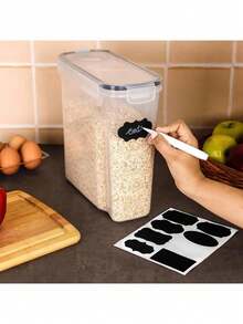 4pcs2.5L Airtight Food Storage Container With Lid, Dry Food Cans Free Of Bisphenol A, Lactose, Grains, Pasta, Flour, And Sugar For Organization And Storage, Labeled And Labeled, Dishwasher Washable, Plastic Food Storage Cans, Household Kitchen Utensils - Đen và trắng - Xem 8