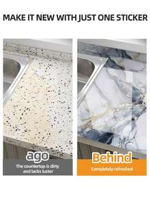 1 卷可移除铝箔仿大理石接触纸，防水、防油、哑光白色，适用于浴室、厨房、宿舍、卧室、背景墙装饰、自粘乙烯基壁纸房间装饰家居装饰壁纸墙纸墙贴墙贴厨房配件厨房用品厨房装饰 - 灰藍 - 查看 9