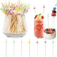 12cm Gold Wooden Skewers, 20/50/100/200/400pcs Pack, Suitable For Burgers, Sandwiches, Cakes, Fruit Desserts, Party Supplies, Perfect For Appetizers, Fruit Kabobs And Party Decorations, Wedding Decorations,School Supplies