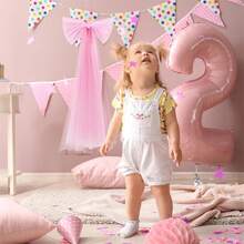 Large Pink Bow Romantic Coquette Bow Ornaments Decorative Mesh Bows For Indoor Outdoor Decorations - Pink - View 5