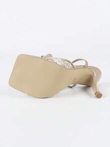 女士杏色尖头细高跟凉鞋，时尚百搭性感派对正装鞋 - 杏色 - 查看 10