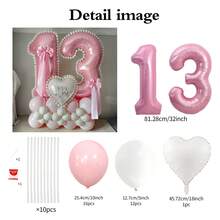 Bộ bóng bay trụ số màu hồng 43 chiếc/bộ, bao gồm bóng bay lá kim loại số màu hồng 32 inch (81,28 cm), bóng bay cao su tròn màu hồng Macaron và trắng, thích hợp cho lễ kỷ niệm, sinh nhật, cô dâu, trang trí đám cưới, tốt nghiệp, ngày lễ, trang trí tiệc - Bộ bóng số màu hồng màu trắng - Xem 8