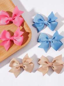 10Pcs Random Colors Cute Hair Bows Hair Clips Grosgrain Ribbon Bow Hair Clips Hair Barrettes Hair Accessories For Girls Toddlers Kids Daily Wear - 彩色 - 查看 2