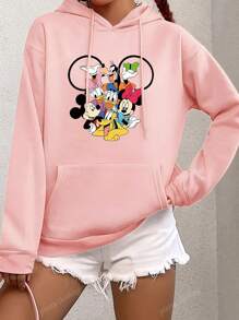 Disney Disney Authorized, Cartoon Printed Hooded Women's Sportswear, Sweet And Gentle Temperament Slim Fit Comfortable Hooded Sportswear, Suitable For Daily Casual Wear, Women's Hooded Sportswear, Disney Collaboration