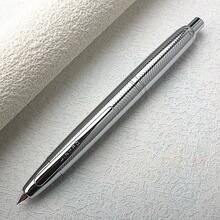 新款金豪10按压式钢笔，可伸缩F尖，金属哑光黑笔身，带墨水转换器，学生礼物