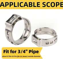 60 Pack 1/2 Inch Pex Cinch Clamp Rings, Stainless Steel PEX Crimp Ring, Single Ear Hose Clamps For PEX Tubing Pipe Fitting Connections - White - View 2