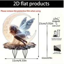 2D Acrylic Fairy Garden Stake Sign, Outdoor Lawn Garden Pot Decoration For Holiday Party, Suitable For All Seasons, A Great Gift For Friends And Festivals