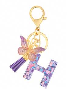 1pc Purple Keychain, Christmas Keychain, Women's Style, Letter Keychain With Tassel, Can Be Hung On Keys, Wallet, Handbag, Backpack, Holiday Christmas Gift, Home Decor - Purple - View 12