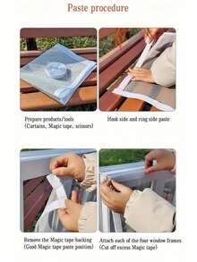 1 件防蚊纱门，易于安装，可拆卸窗网，带钩环，自粘式防虫窗帘网，适合家庭使用，四季使用 - 灰網白邊紗窗 - 查看 11