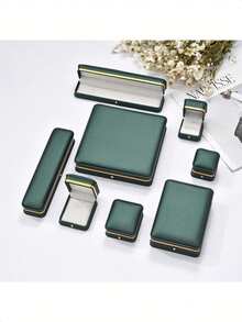 1PC高端金边珠宝盒首饰盒礼品包装盒戒指吊坠手链项链珍珠盒 - 黑色 - 查看 2