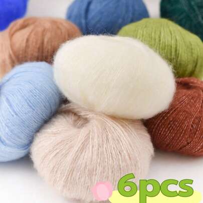 6 Balls, Silk Mohair Yarn, Fine Knitted Yarn, Crochet Hollow Knitwear, Hand Knit Shawl Cardigan, Handmade Yarn Balls. Details: 4 6 Balls, Mohair Yarn, Fine Knitted Yarn, Crochet Hollow Knitwear, Hand Knit Shawl Cardigan, Handmade Yarn Balls