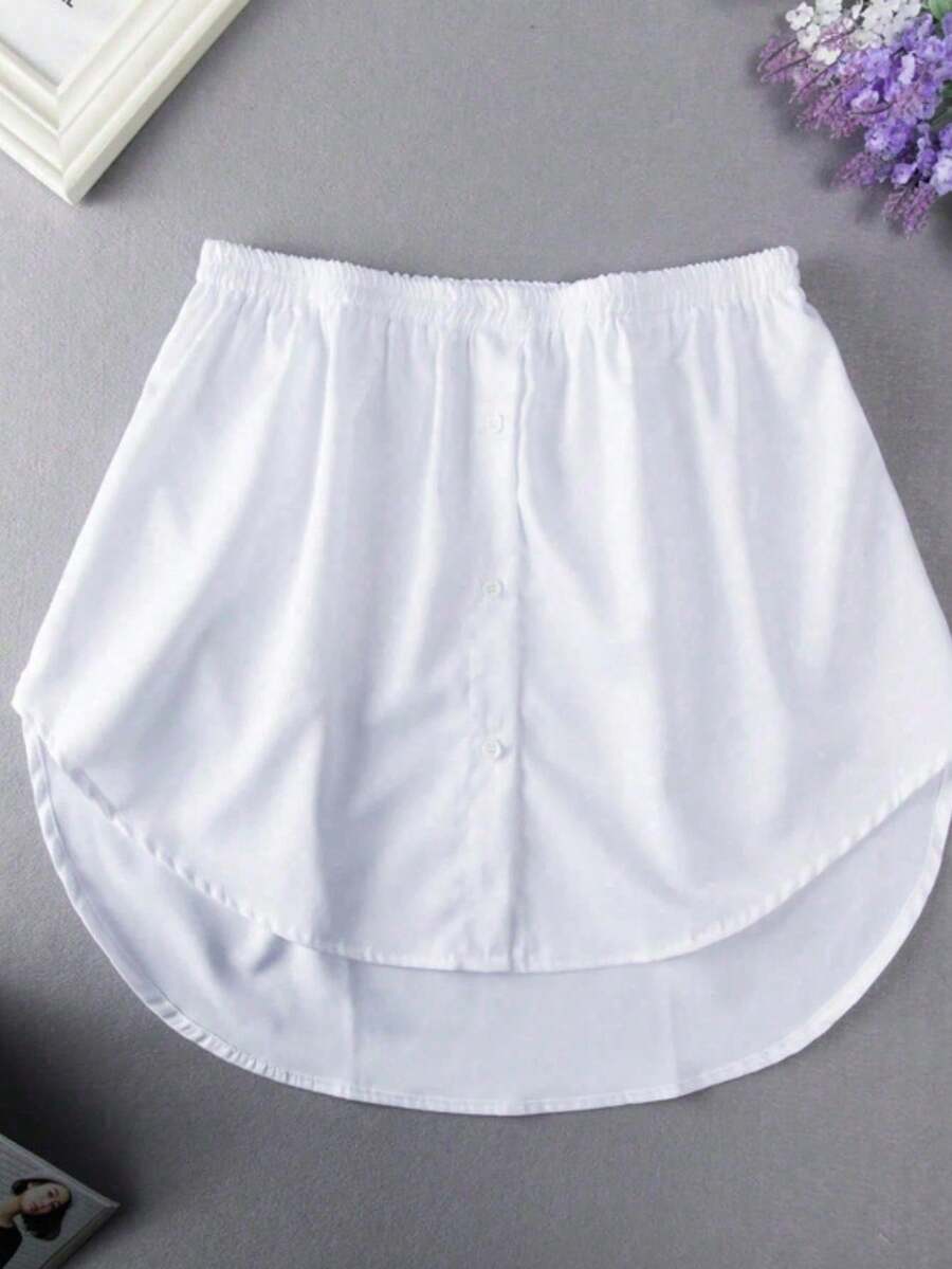 1pc Elastic Waist Extender, Women Shirt Extender Extension, Adjustable Layered Fake Skirt Extender - White - View 1