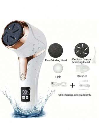 Wiederaufladbarer elektrischer Hornhautentferner (mit Staubkollektor), professionelles Fußpflegeset, Absterbendes Hautentferner mit 3 Ersatzköpfen und 2 Geschwindigkeitseinstellungen, LCD-Display Fußmassagegerät (1500mAh Akkukapazität)