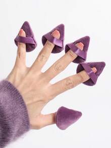 10pcs Triangle-Shaped Powder Puffs, Made Of Ultra-Soft Velvet, Designed For Contouring, Eye Area And Corners, Powder Foundation Mixing Container - Multicolor - View 2