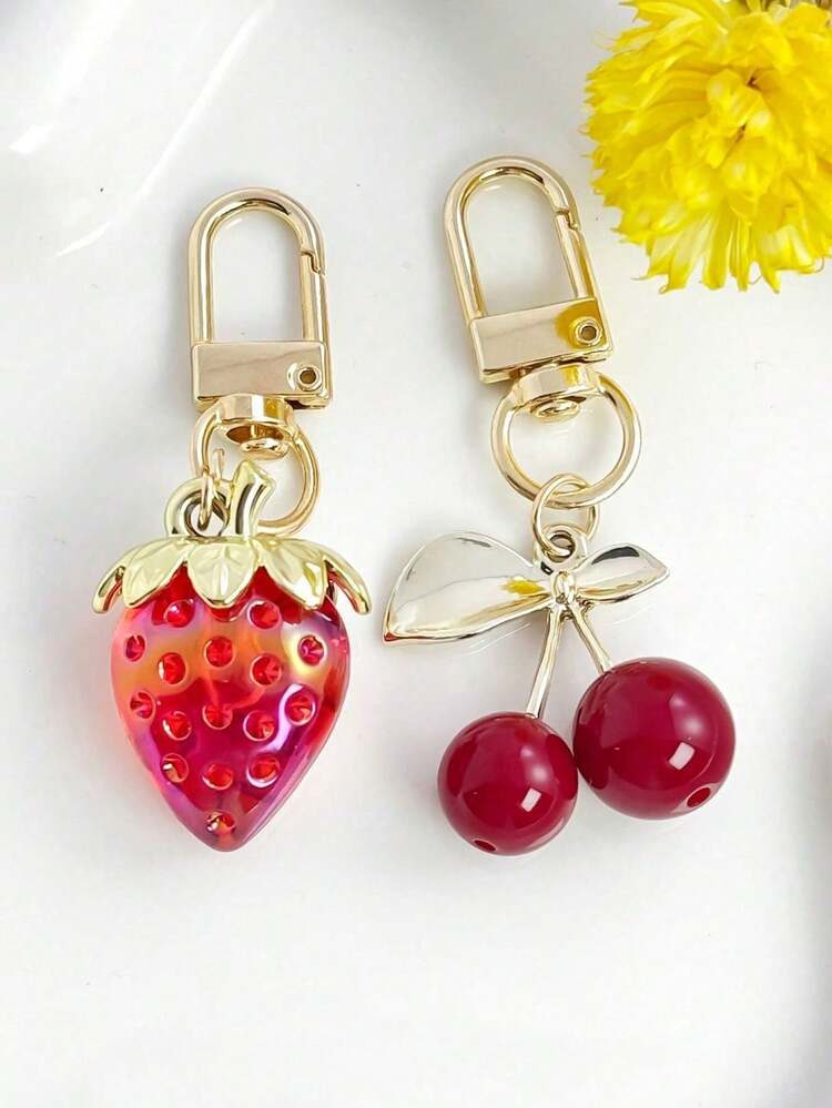 2個 擬似樹脂フルーツキーホルダー かわいい ポータブルバッグチャーム