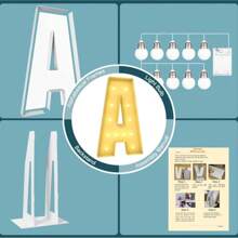 4FT 120cm Marquee Light Up Numbers DIY Frame Giant Marquee Numbers Letter A-Z 0-9, Mosaic Numbers For Balloons, Big Number For Birthday, Anniversary, Wedding Decorations, Party Decor