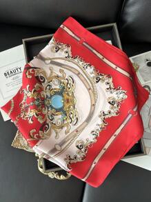1 Peça Nova Moda 70X70cm Lenço Quadrado Estampado para Mulheres, Xale, Lenço de Cabeça, Lenço de Pescoço, Bandana de Luxo