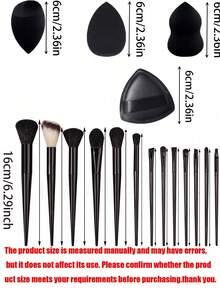 17 Pieces Of Black Professional Makeup Brush Set (With Drawcord Storage Bag), Including 4 Pieces Of Makeup Powder Puff, Makeup Sponge, Rouge Brush, Foundation Make-Up Brush, Eye Shadow Brush, Contour Brush, Eye Makeup Brush, Soft Hair Makeup Brush, Rouge Brush, Professional Makeup Brush Set, Women's Makeup Brush Set,Brush Set,Makeup Brush Kit,Make Up Brush Set,Make Up Set Complete,Makeup Brush Set,Complete Makeup Kit,Brush Kit,Brushes Makeup Set,Makeup Gift Set,Set - Multicolor - View 7