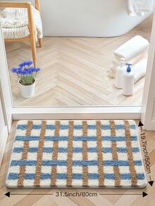 DAJIANG 1pc Flocked Bathroom Non-Slip Mat, Striped Geometric Pattern, Nordic Style, Minimalist & Elegant, Extra Thick & Soft, Non-Slip TPR Bottom, Fluffy & Absorbent, Machine Washable, Suitable For Home, Living Room, Bathroom, Vanity, Bathtub, Shower, Sink, Dorm, Home Decor, Thick & Fleece Entryway Decor Bathroom Kitchen Decor - Nhiều màu - Xem 13