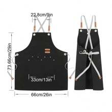 1pc Customizable Black Canvas Apron With 4 Pockets, Thickened And Wear-Resistant, Suitable For Cooking, Grilling And DIY, Durable Polyester Material, Ideal For Holiday Parties, Christmas, New Year And Valentine's Day - Unisex Design, Professional Cooking Apron, Adjustable