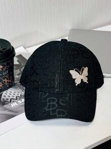 1 buc. Literă jacquard pentru femei cu șapcă de baseball cu sigla M cu strasuri, la modă, ocazională, versatilă, potrivită pentru purtarea de zi cu zi