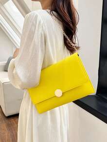 时尚小号设计师信封包，复古风格女士钱包，今年流行 - 黃色 - 查看 2