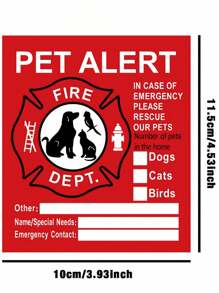 Pet Safety Alert Stickers, Warning Emergency Fire Rescue Stickers, Waterproof Stickers To Save Our Cats/Dogs In Case Of Fire Emergency, Firefighters Will Use The Alert Stickers To Rescue Our Families From Windows, Doors Or Houses