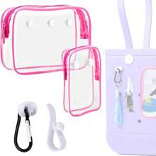 4 Packs Clear Bogg Beach Tote Bag With 2 Packs Insert Hooks Accessories For Bogg Bags Travel Makeup Clean Toiletry Brush Organizer Cosmetic Divider Storage Inner Pouch