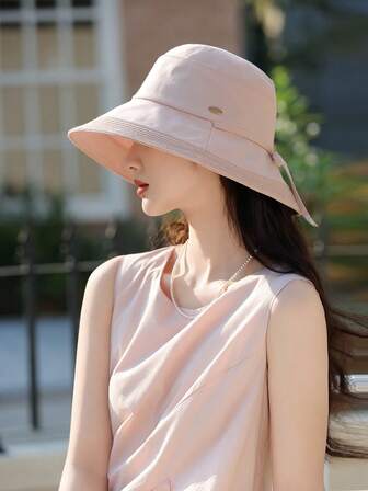 1 件女士/青少年学生可翻转双色宽边太阳帽，春/夏/秋季，防紫外线渔夫帽，适合钓鱼、徒步旅行、户外活动、派对、日常穿着