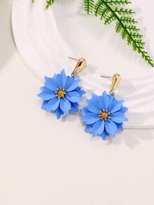 1 paire de boucles d'oreilles fleuries exagérées et vives à la mode, boucles d'oreilles polyvalentes élégantes pour femmes, idéales pour les voyages et les stations balnéaires - boucles d'oreilles fleurs - Voir 17