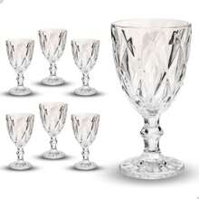 Jogo 6 Taça Diamante Copo Vidro Transparente Bico De Jaca 320ml