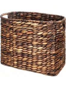 Seagrass Magazine Baskets Magazine Holder Tall Narrow Woven Storage Wicker Basket Floor Bathroom Home Office Handwoven Holder For Books, Newspaper, File And Mail(Dark Brown) - Brown - View 8