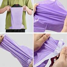 100 Stücke lila Verpackungstüten, Kuriertaschen, vielseitig einsetzbare einfache Verpackungstüten, geeignet für Schule, Büro, Bekleidungsverpackung, Versand, für Schulmaterial, Schulanfang